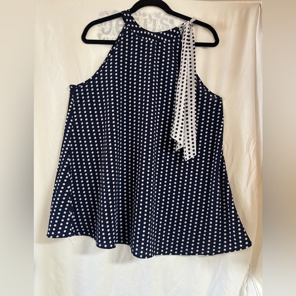 Cha Cha Vente Navy and White Polka Dot Blouse - Picture 3 of 7
